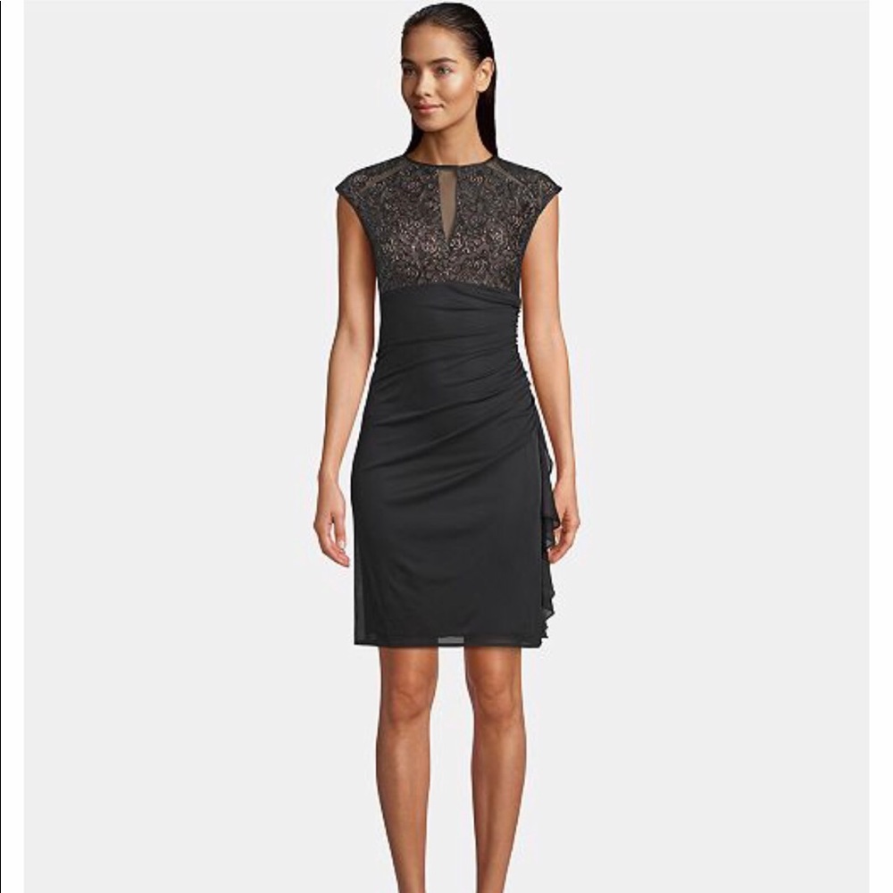 Betsy and Adam Ruched Lace Sheath Dress NWT
